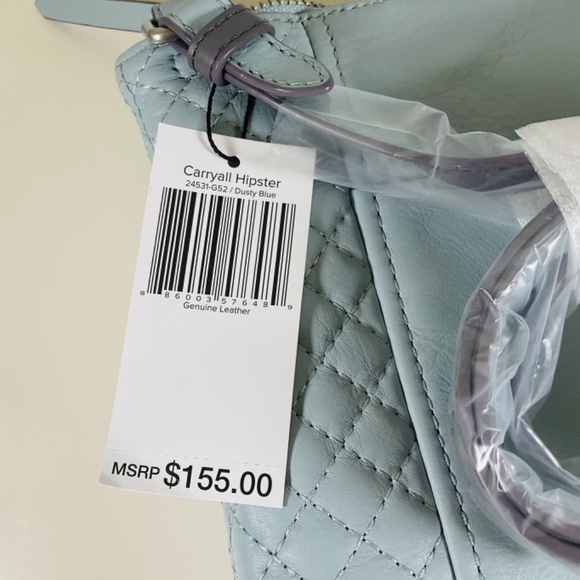 Vera Bradley Soft Leather Hipster Crossbody Purse Light Blue - Picture 6 of 6